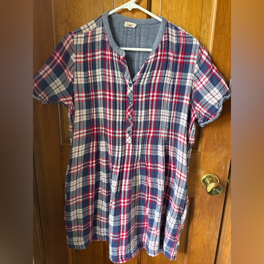 Faherty Red and Blue Plaid Mini Dress